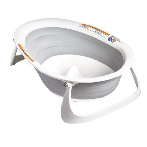 Boon NAKED 2-Position Collapsible Baby Bathtub, Recline or Sit Up for Infants and Toddlers - Gray