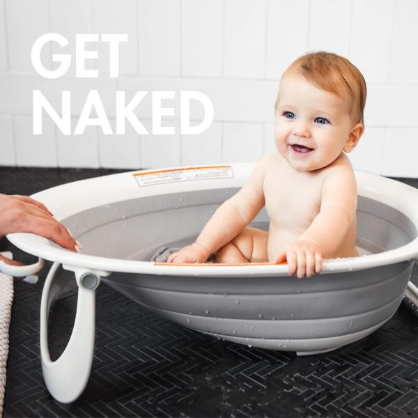 Boon NAKED 2-Position Collapsible Baby Bathtub, Recline or Sit Up for Infants and Toddlers - Gray - Image 2