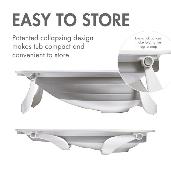 Boon NAKED 2-Position Collapsible Baby Bathtub, Recline or Sit Up for Infants and Toddlers - Gray - Image 4
