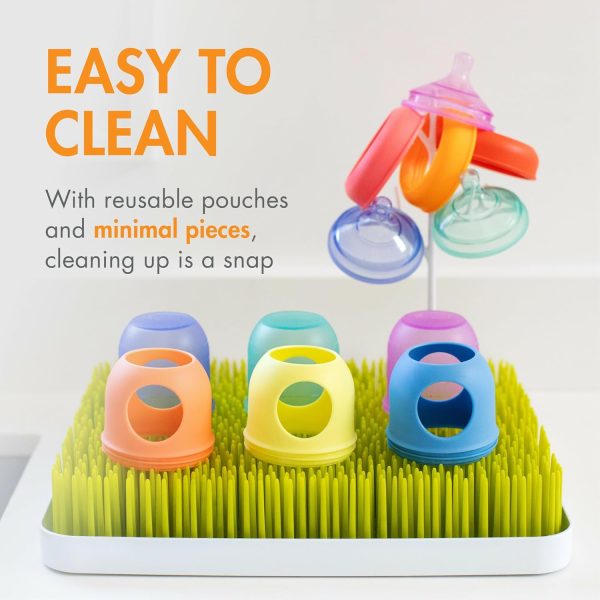 Boon Nursh Reusable Silicone Pouch Baby Bottles - Slow Flow Nipple - Silicone Baby Bottle Pouch and Nipple - Baby Feeding Essentials - Color Block - 0-3 Months - 3 Count - 4 Ounce - Image 5