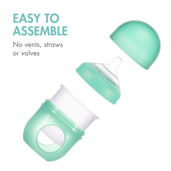 Boon Nursh Reusable Silicone Pouch Baby Bottles - Slow Flow Nipple - Silicone Baby Bottle Pouch and Nipple - Baby Feeding Essentials - Color Block - 0-3 Months - 3 Count - 4 Ounce - Image 17