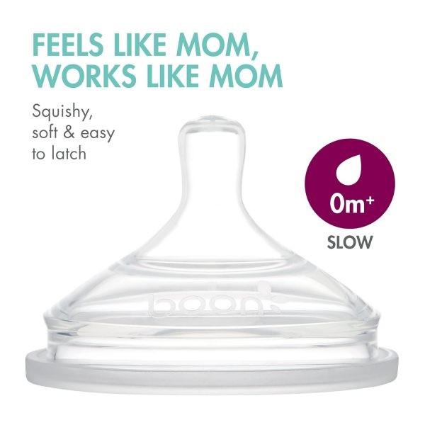 Boon Nursh Reusable Silicone Pouch Baby Bottles - Slow Flow Nipple - Silicone Baby Bottle Pouch and Nipple - Baby Feeding Essentials - Color Block - 0-3 Months - 3 Count - 4 Ounce - Image 18