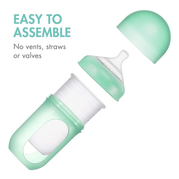 Boon Nursh Reusable Silicone Pouch Baby Bottles - Slow Flow Nipple - Silicone Baby Bottle Pouch and Nipple - Baby Feeding Essentials - Color Block - 0-3 Months - 3 Count - 4 Ounce - Image 23