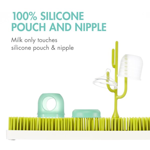 Boon Nursh Reusable Silicone Pouch Baby Bottles - Slow Flow Nipple - Silicone Baby Bottle Pouch and Nipple - Baby Feeding Essentials - Color Block - 0-3 Months - 3 Count - 4 Ounce - Image 24