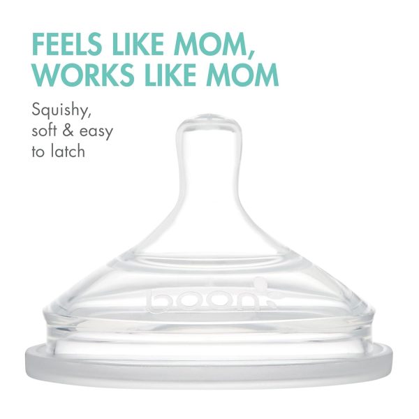 Boon Nursh Reusable Silicone Pouch Baby Bottles - Slow Flow Nipple - Silicone Baby Bottle Pouch and Nipple - Baby Feeding Essentials - Color Block - 0-3 Months - 3 Count - 4 Ounce - Image 25