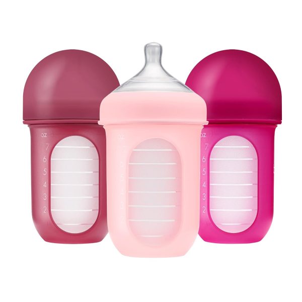 Boon Nursh Reusable Silicone Pouch Baby Bottles - Slow Flow Nipple - Silicone Baby Bottle Pouch and Nipple - Baby Feeding Essentials - Color Block - 0-3 Months - 3 Count - 4 Ounce - Image 27
