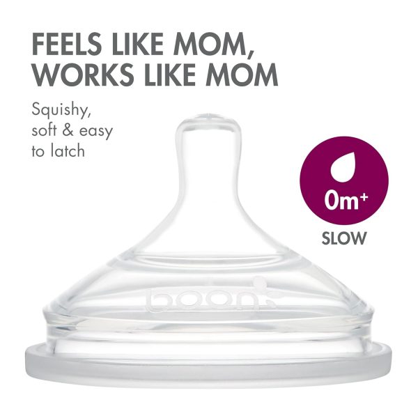 Boon Nursh Reusable Silicone Pouch Baby Bottles - Slow Flow Nipple - Silicone Baby Bottle Pouch and Nipple - Baby Feeding Essentials - Color Block - 0-3 Months - 3 Count - 4 Ounce - Image 38