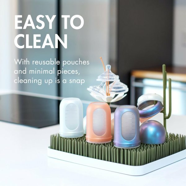 Boon Nursh Reusable Silicone Pouch Baby Bottles - Slow Flow Nipple - Silicone Baby Bottle Pouch and Nipple - Baby Feeding Essentials - Color Block - 0-3 Months - 3 Count - 4 Ounce - Image 53