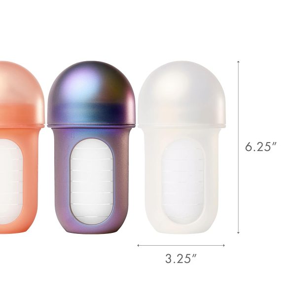 Boon Nursh Reusable Silicone Pouch Baby Bottles - Slow Flow Nipple - Silicone Baby Bottle Pouch and Nipple - Baby Feeding Essentials - Color Block - 0-3 Months - 3 Count - 4 Ounce - Image 54