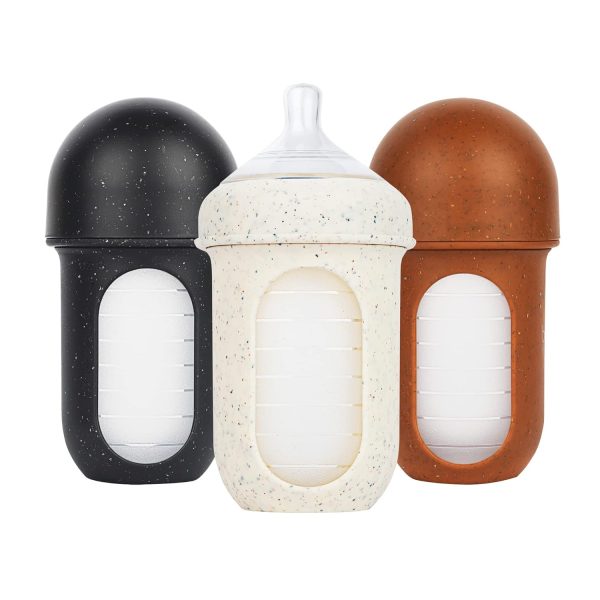 Boon Nursh Reusable Silicone Pouch Baby Bottles - Slow Flow Nipple - Silicone Baby Bottle Pouch and Nipple - Baby Feeding Essentials - Color Block - 0-3 Months - 3 Count - 4 Ounce - Image 55