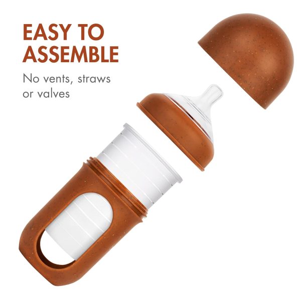 Boon Nursh Reusable Silicone Pouch Baby Bottles - Slow Flow Nipple - Silicone Baby Bottle Pouch and Nipple - Baby Feeding Essentials - Color Block - 0-3 Months - 3 Count - 4 Ounce - Image 57