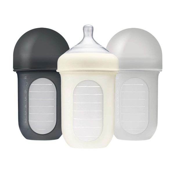 Boon Nursh Reusable Silicone Pouch Baby Bottles - Slow Flow Nipple - Silicone Baby Bottle Pouch and Nipple - Baby Feeding Essentials - Color Block - 0-3 Months - 3 Count - 4 Ounce - Image 62