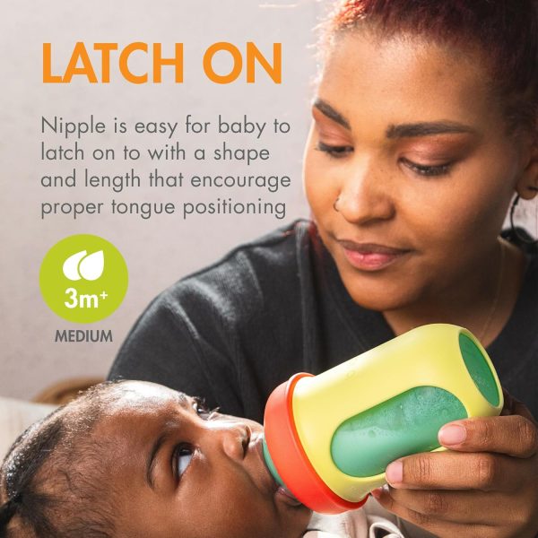 Boon Nursh Reusable Silicone Pouch Baby Bottles - Slow Flow Nipple - Silicone Baby Bottle Pouch and Nipple - Baby Feeding Essentials - Color Block - 0-3 Months - 3 Count - 4 Ounce - Image 71