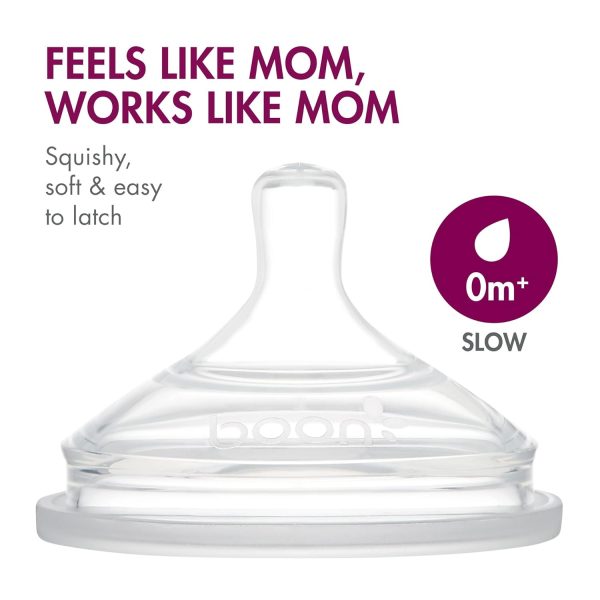 Boon Nursh Reusable Silicone Pouch Baby Bottles - Slow Flow Nipple - Silicone Baby Bottle Pouch and Nipple - Baby Feeding Essentials - Color Block - 0-3 Months - 3 Count - 4 Ounce - Image 75