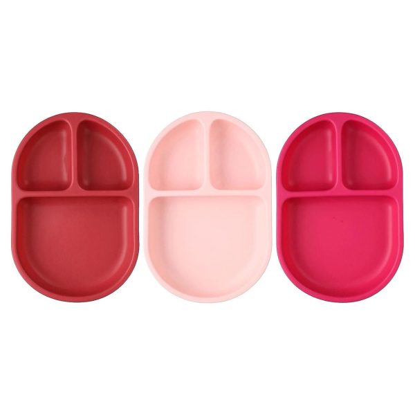 Boon CHOW Silicone Plate Set - 3 Unbreakable Divided Toddler Plates - Baby Plates for 6 Months and Up - Baby Led Weaning Supplies - Mint Multicolor - Image 9