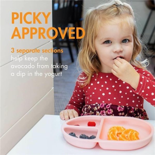 Boon CHOW Silicone Plate Set - 3 Unbreakable Divided Toddler Plates - Baby Plates for 6 Months and Up - Baby Led Weaning Supplies - Mint Multicolor - Image 16