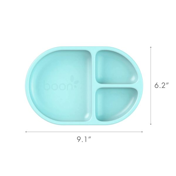 Boon CHOW Silicone Plate Set - 3 Unbreakable Divided Toddler Plates - Baby Plates for 6 Months and Up - Baby Led Weaning Supplies - Mint Multicolor - Image 23