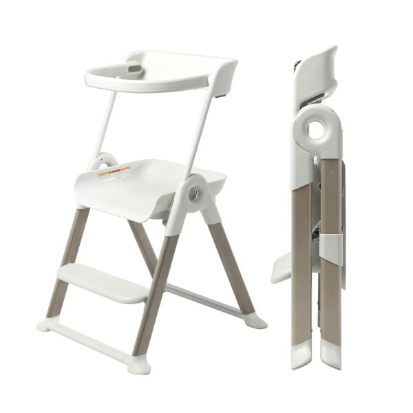 Boon Pivot Toddler Tower Kids Kitchen Step Stool - Folding Toddler Step Stool for Bathroom Sink or Kitchen Counter - Step Stool for Toddlers with CPC Certification - White - Ages 18 Months to 4 Years