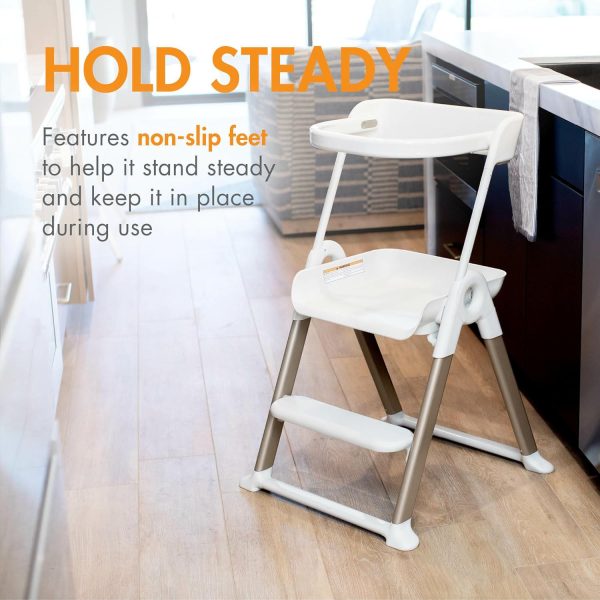 Boon Pivot Toddler Tower Kids Kitchen Step Stool - Folding Toddler Step Stool for Bathroom Sink or Kitchen Counter - Step Stool for Toddlers with CPC Certification - White - Ages 18 Months to 4 Years - Image 3