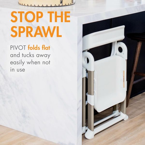 Boon Pivot Toddler Tower Kids Kitchen Step Stool - Folding Toddler Step Stool for Bathroom Sink or Kitchen Counter - Step Stool for Toddlers with CPC Certification - White - Ages 18 Months to 4 Years - Image 6
