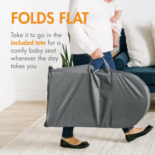 Boon Slant Portable Baby Bouncer - Folding Baby Seat for Infants - Lightweight Portable Baby Chair with Machine Washable Fabric and 3-Point Harness - Dark Green - Image 18